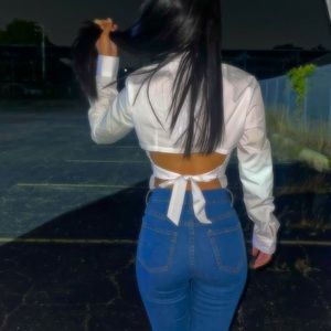 Backless button down size small